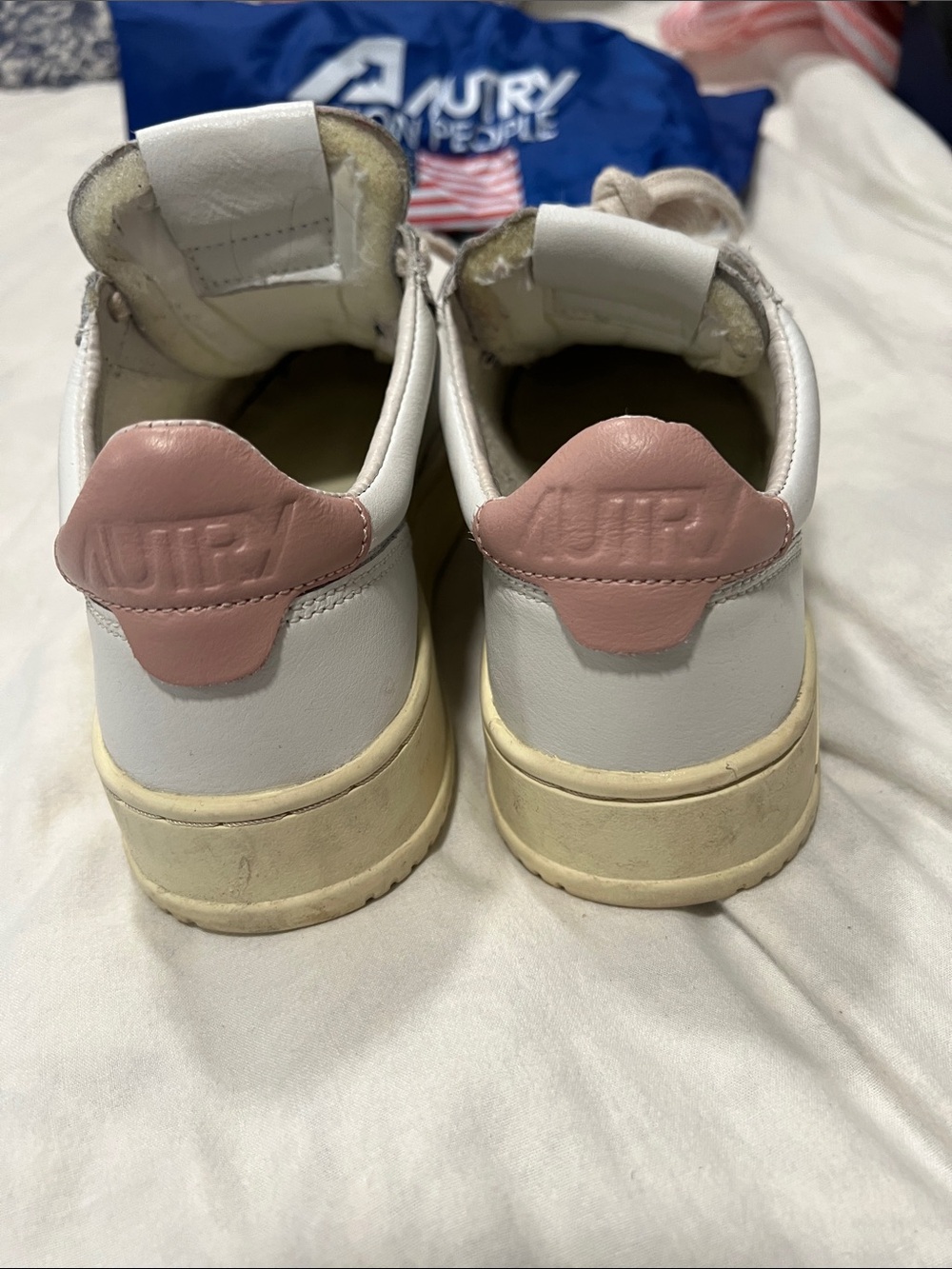 Autry Women's White Leather Sneakers with Pink Accents - Picture 5 of 6